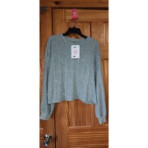 Pearl embellished cropped sweater